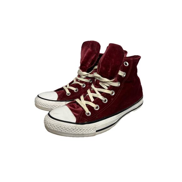 Converse All Star Maroon Velvet Velour Chuck Taylor Shoes Women’s 8 - Picture 1 of 11